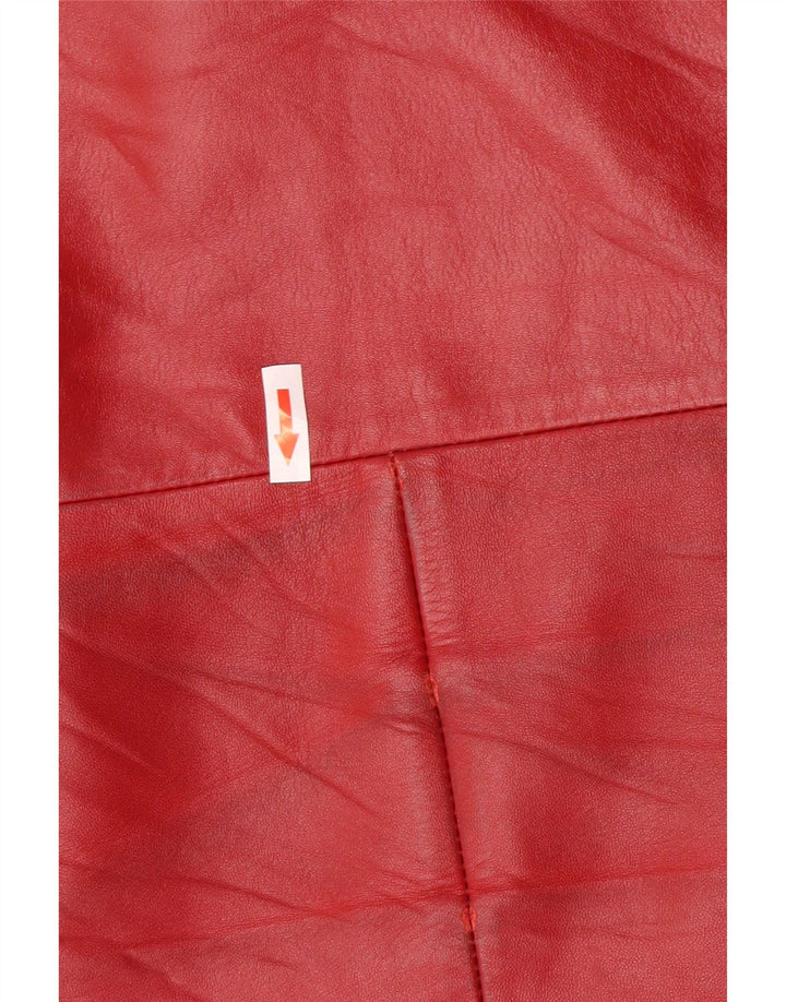 Jaqueta de couro feminina vintage IT 44 couro vermelho médio