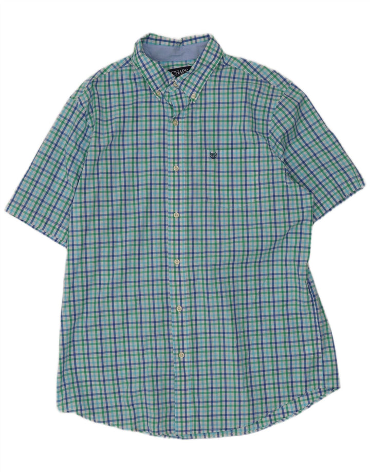 Camisa masculina de manga curta Chaps grande algodão guingão multicolorido