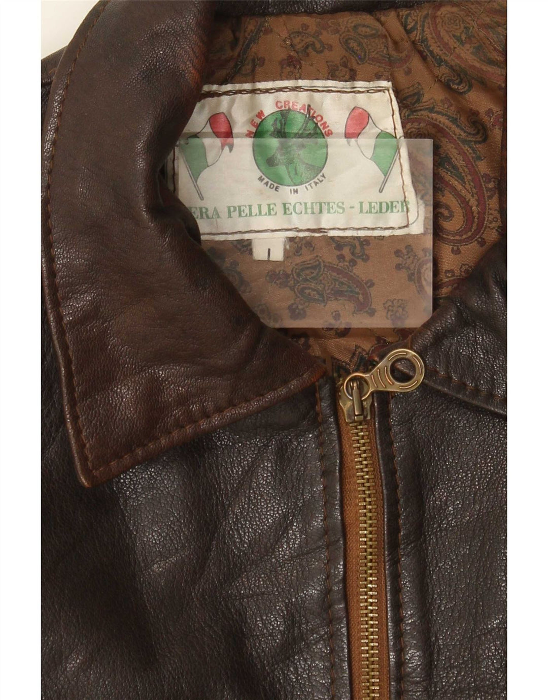 Jaqueta de couro masculina vintage UK 40 grande marrom