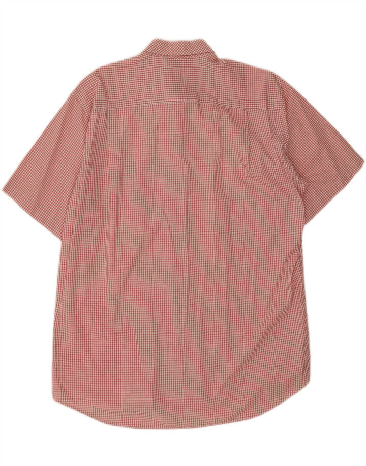 Camisa masculina de manga curta Lacoste tamanho 42 grande algodão vermelho guingão