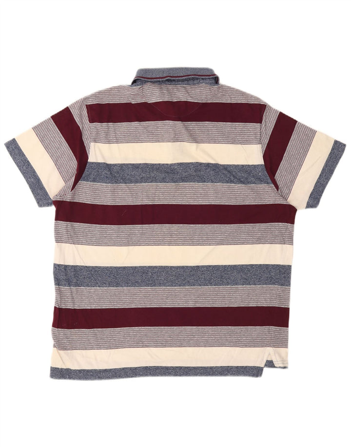 Camisa polo masculina Pierre Cardin grande algodão listrado multicolorido