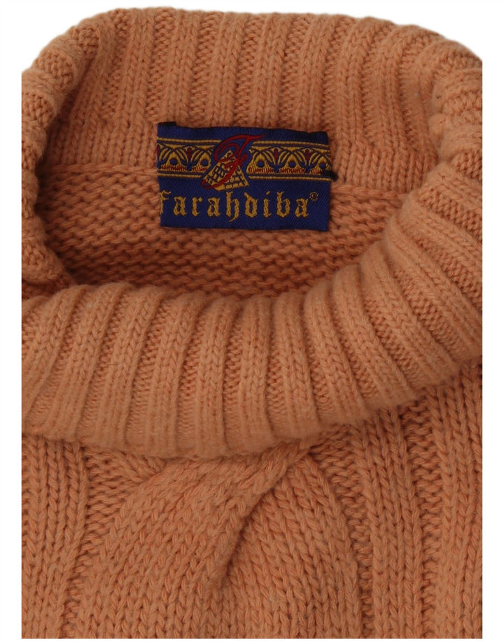 Suéter feminino vintage com gola redonda Reino Unido 16 grande laranja