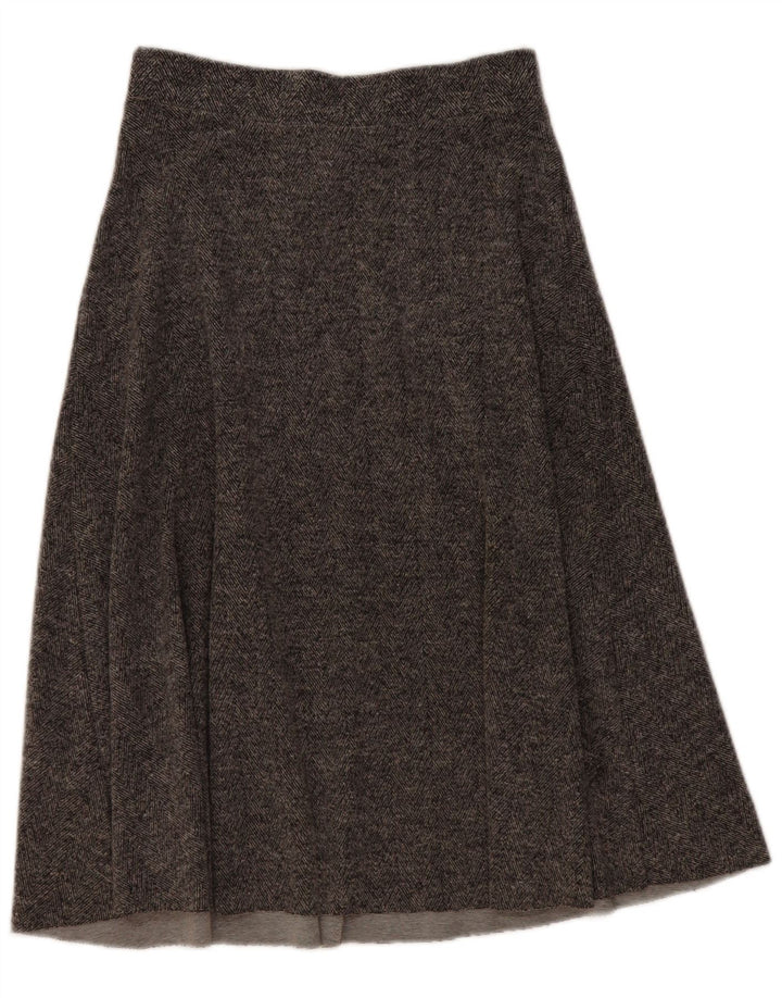 Saia feminina Zara Midi A-Line grande W32 espinha de peixe cinza