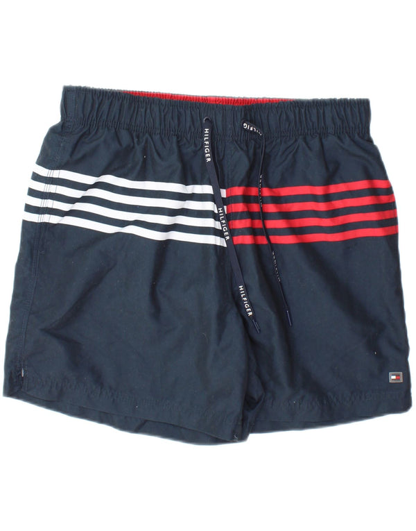 Shorts de natação masculino Tommy Hilfiger grande poliéster listrado azul marinho
