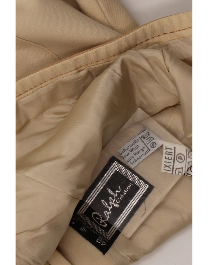 Jaqueta blazer feminina RALPH com 4 botões Reino Unido 16 grande lã virgem bege