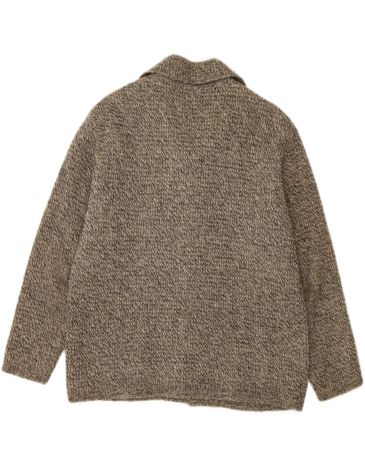 Suéter cardigã masculino vintage médio cinza manchado