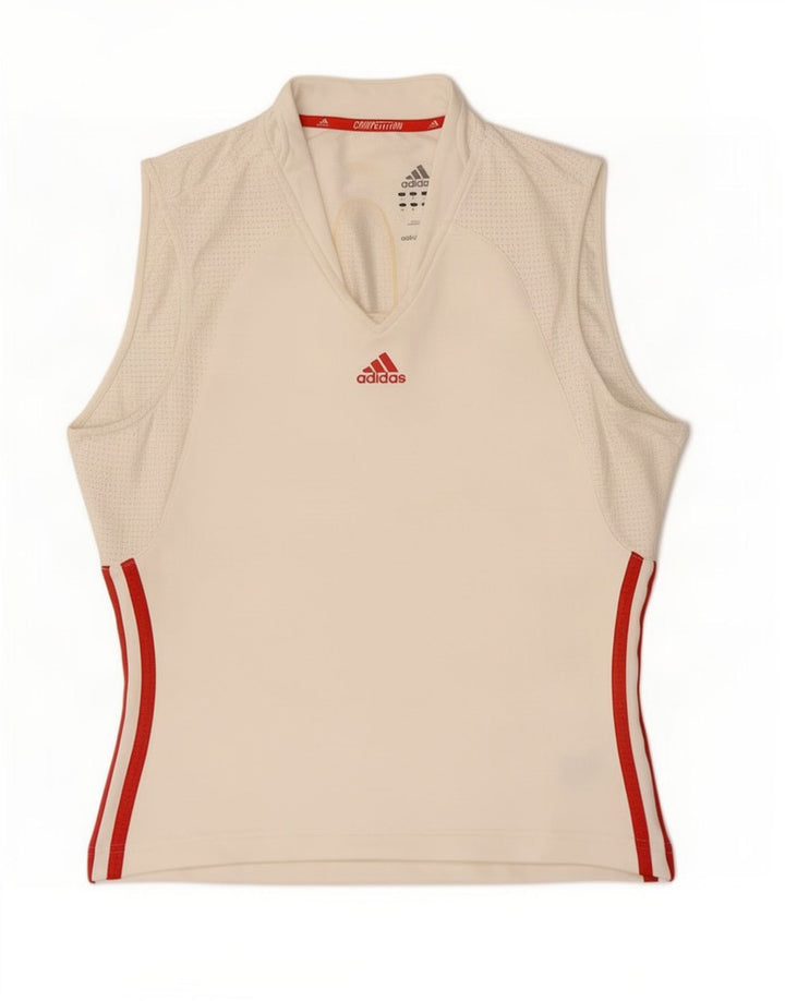 Adidas Womens Vest Top UK 14 Médio Branco Colourblock Poliéster