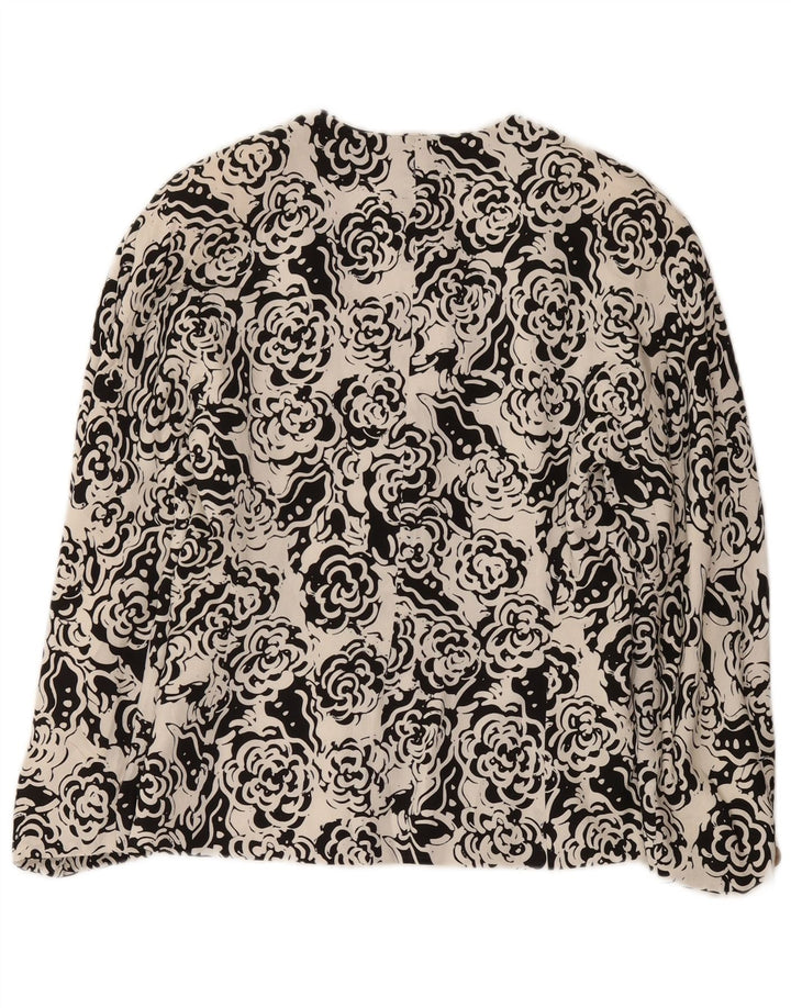 Jaqueta blazer feminina Max Mara com 4 botões Reino Unido 12 poliéster floral branco médio