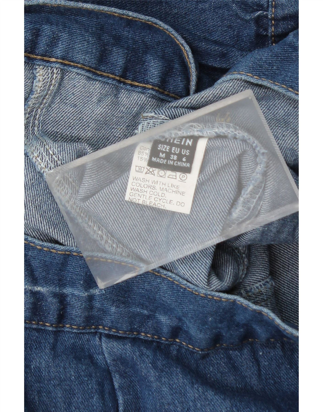 SHEIN Cardigã feminino cropped manga curta jeans Reino Unido 12 algodão azul médio