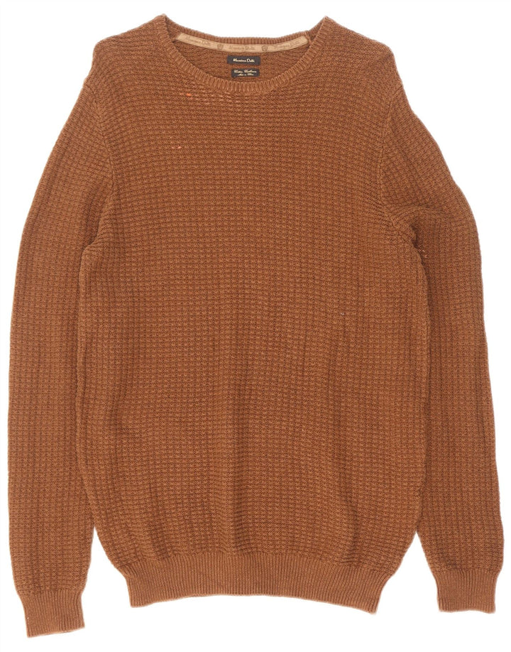 Suéter masculino Massimo Dutti com gola redonda XL algodão marrom
