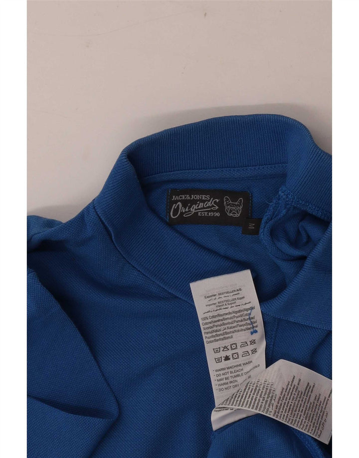 Camisa polo masculina Jack & Jones de algodão azul médio