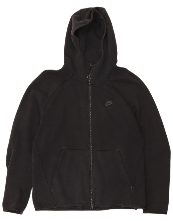 Suéter Nike masculino com capuz e zíper grande de algodão preto