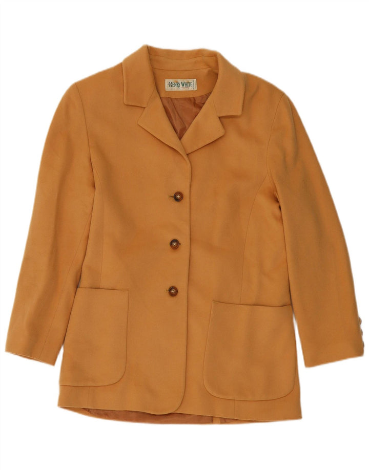 Jaqueta blazer feminina de 3 botões HENRY WHITE Reino Unido 14 grande lã bege