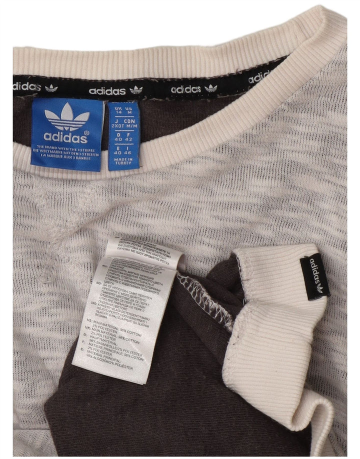Adidas feminino gráfico oversized moletom jumper reino unido 14 grande cinza manchado