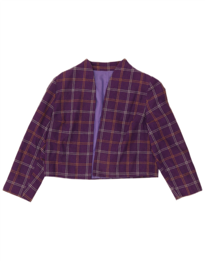 Jaqueta Bolero feminina VINTAGE UK 10 pequena xadrez roxa