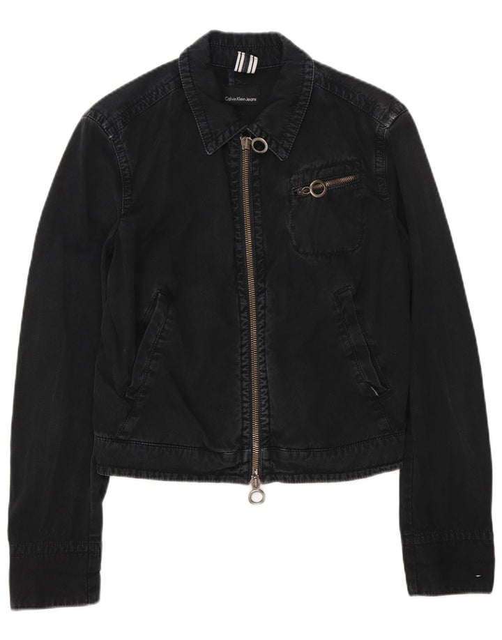 Jaqueta jeans feminina Calvin Klein Jeans UK 14 algodão preto médio