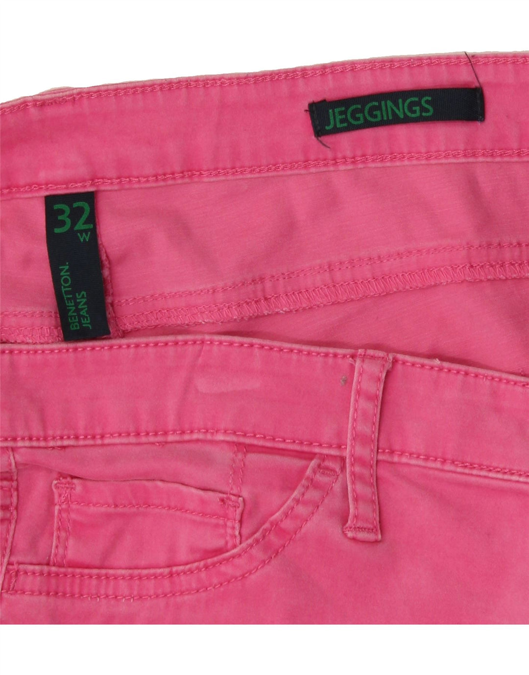 BENETTON Womens Jegging Casual Trousers W32 L29 Pink Cotton Vintage Benetton and Second-Hand Benetton from Messina Hembry 