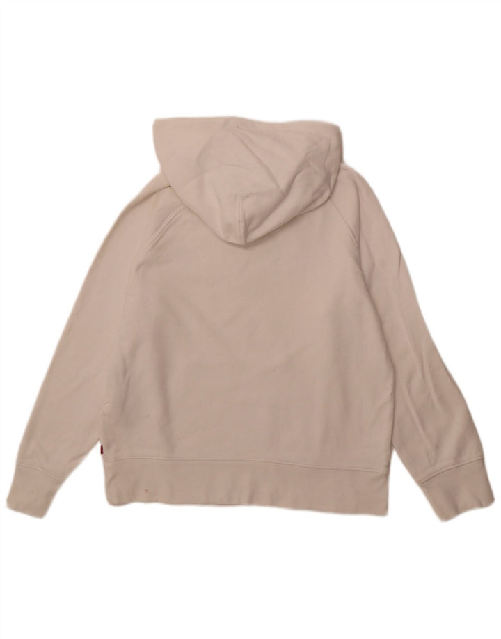 Suéter feminino com capuz gráfico oversized LEVI'S Reino Unido 6 XS algodão branco