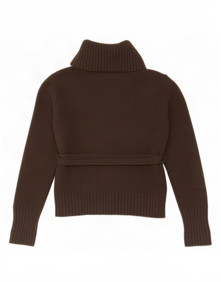 Suéter feminino Joules com gola alta e gola redonda Reino Unido 12 lã cáqui média
