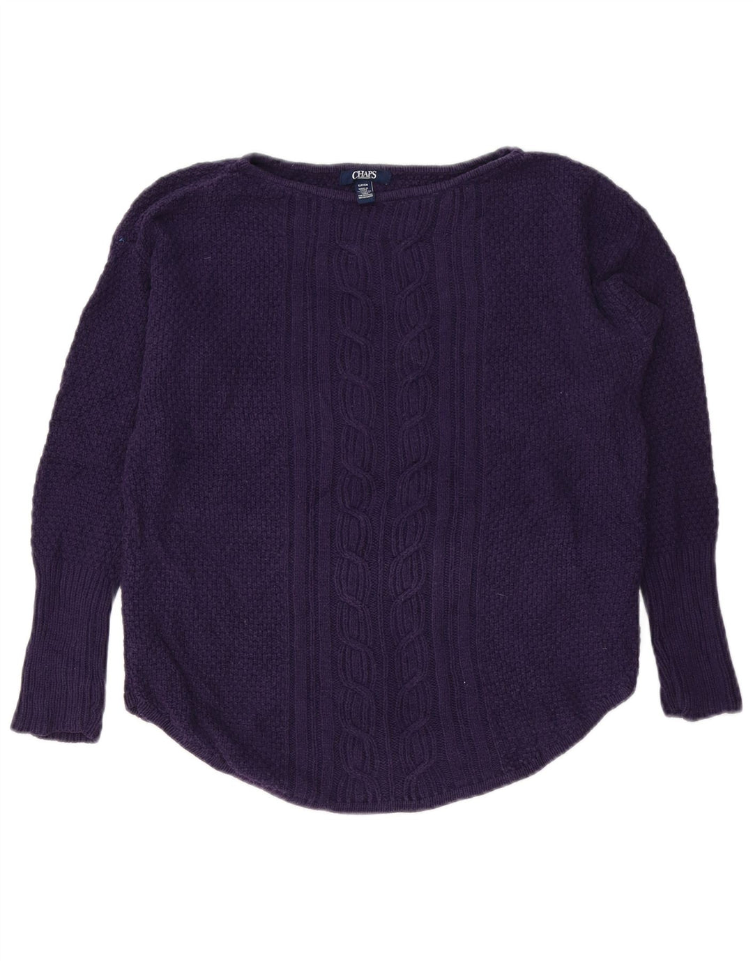 Suéter feminino Chaps com gola canoa grande, Reino Unido, 10 algodão roxo pequeno