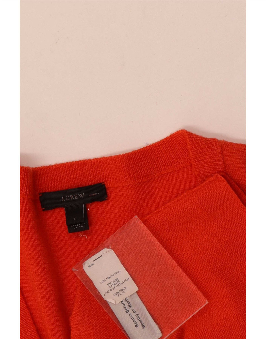 Suéter feminino J. Crew Longline com decote em V grande, Reino Unido 10 pequeno laranja