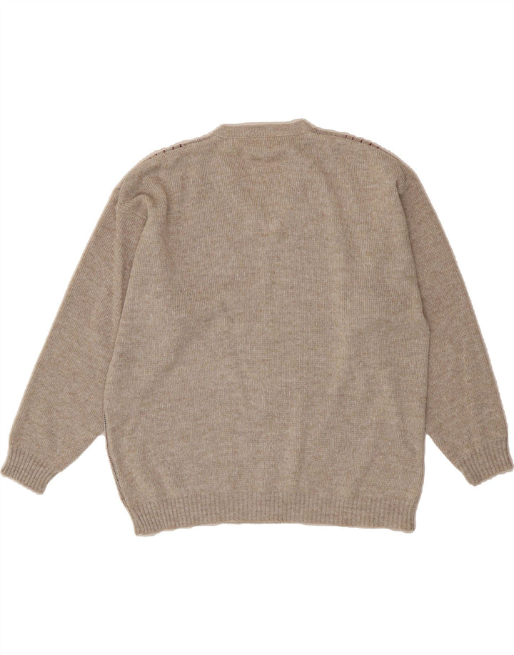 NEW ERA Mens V-Neck Jumper Sweater 2XL Grey Argyle/Diamond Acrylic Vintage New Era and Second-Hand New Era from Messina Hembry 