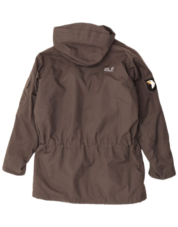 Casaco corta-vento masculino Jack Wolfskin com capuz Reino Unido 36/38 poliéster cinza médio