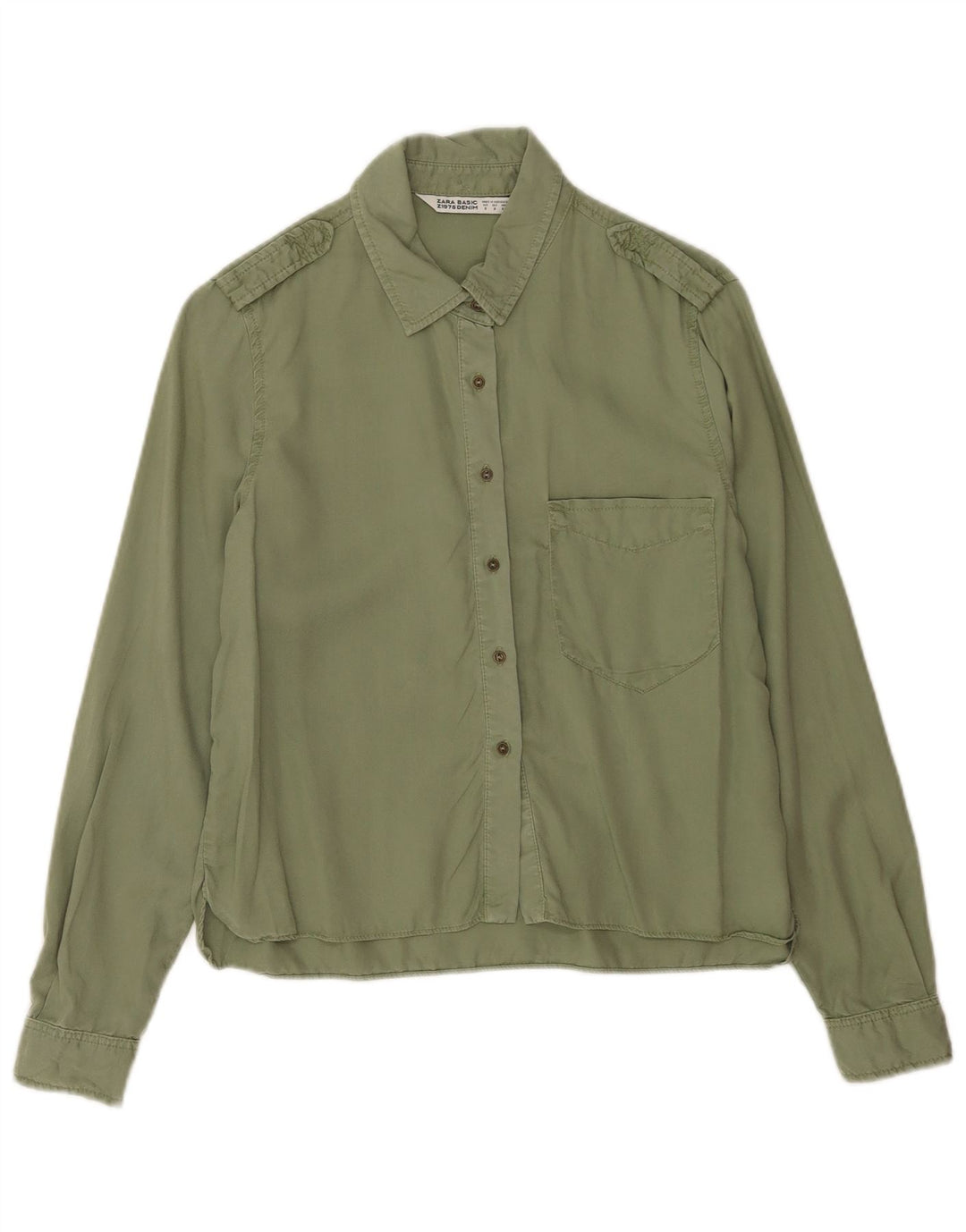 Camisa militar feminina Zara UK 10 pequena verde