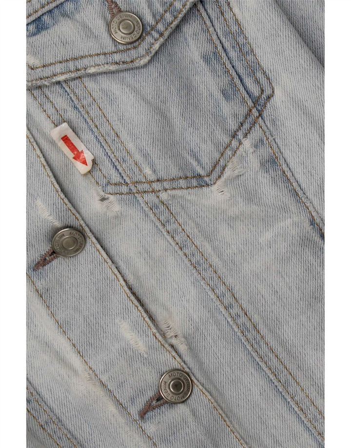 Jaqueta jeans feminina Topshop Reino Unido 10 algodão azul pequeno