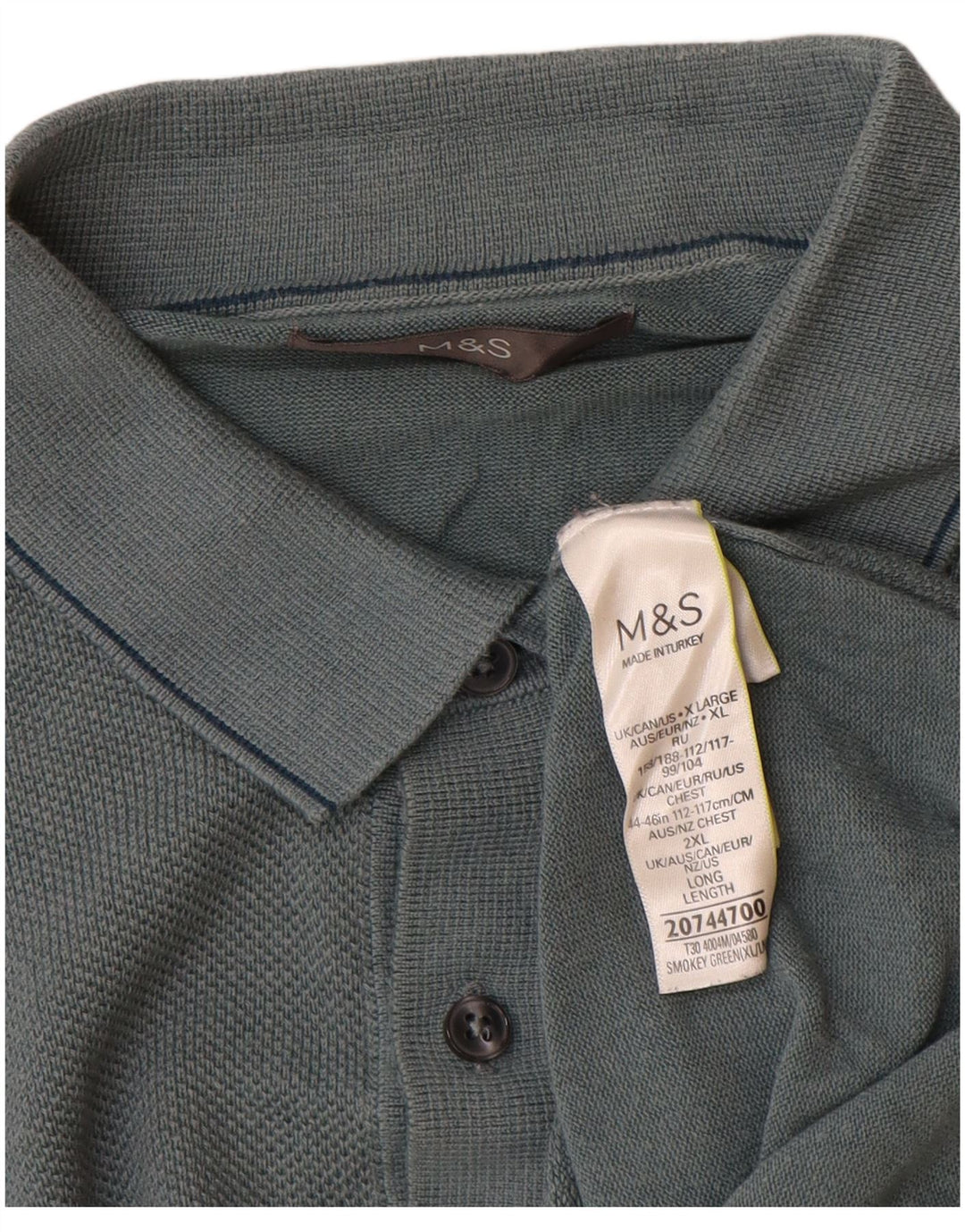 Suéter masculino Marks & Spencer com gola polo XL azul modal