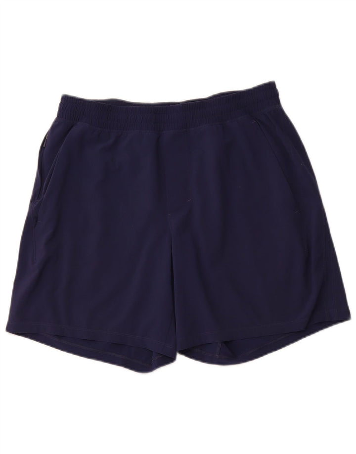 LULULEMON Shorts esportivos femininos UK 14 grande poliéster azul marinho
