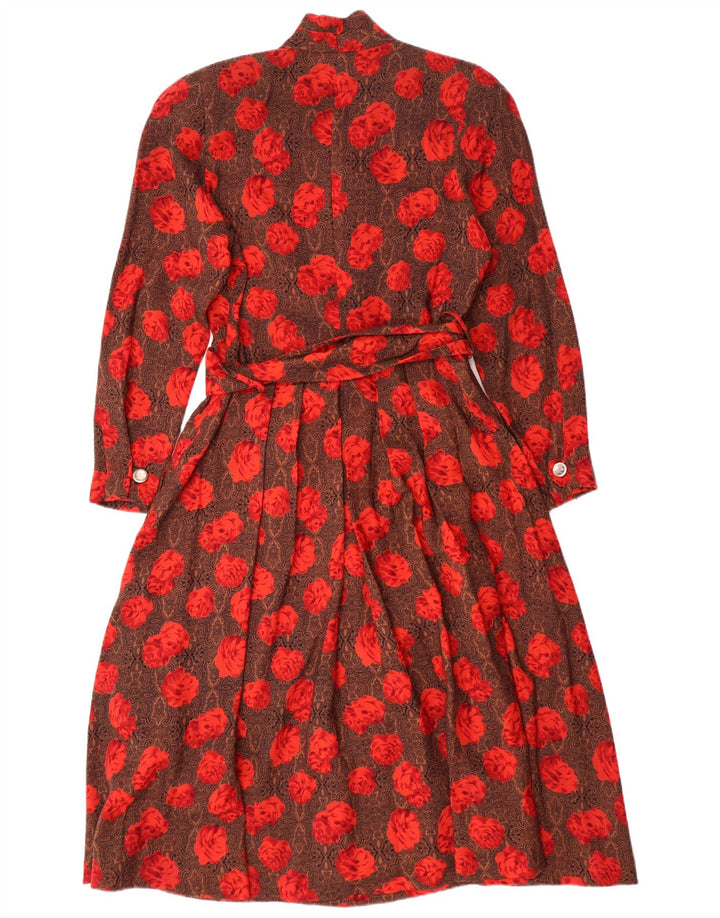 Vestido feminino STANNER manga comprida linha A IT 42 lã floral marrom médio