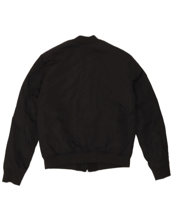 Zara Womens Loose Fit Bomber Jacket UK 4 XS Preto Poliéster Moderno