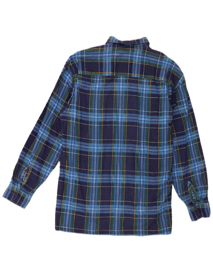 Camisa masculina vintage de flanela tamanho 41/42 grande algodão xadrez azul