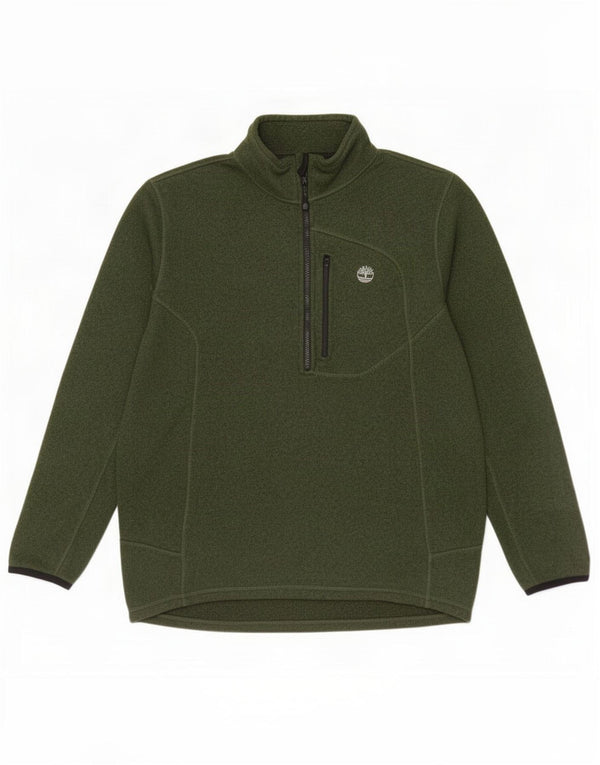 Timberland Mens Slim Fit Zip Neck Moletom Jumper XL Verde Salpicado