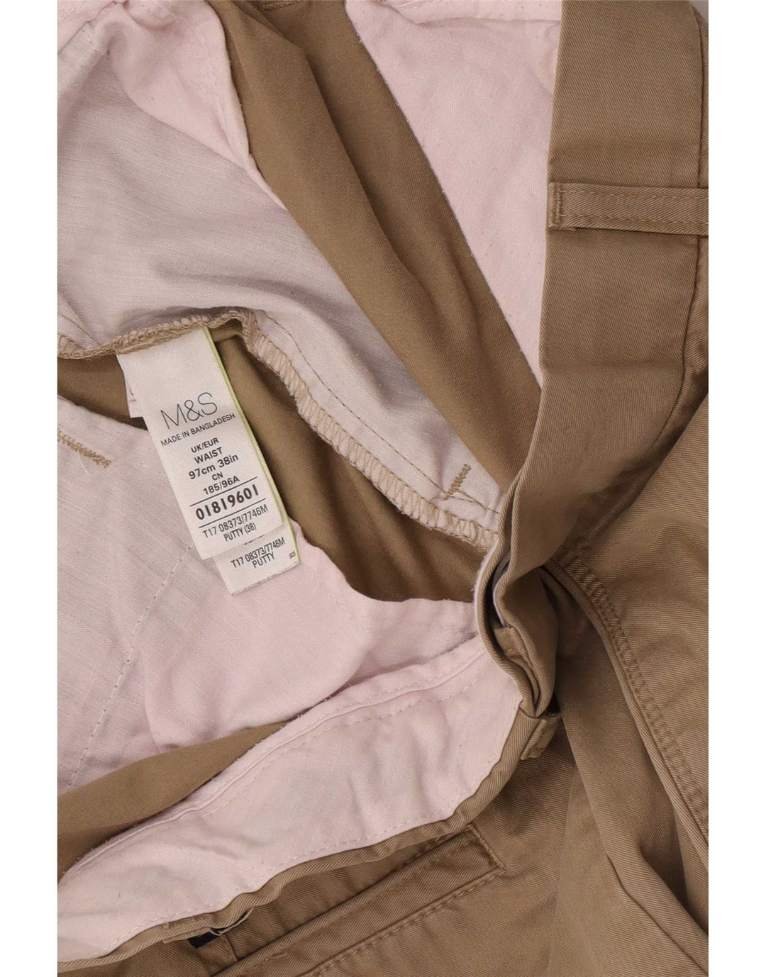 Shorts chino masculino Marks & Spencer W38 XL algodão bege