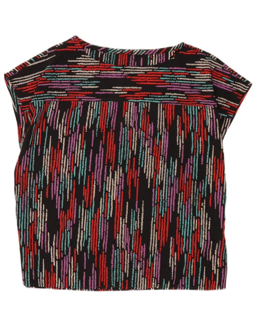 Blusa feminina vintage UK 16 grande listrada multicolorida