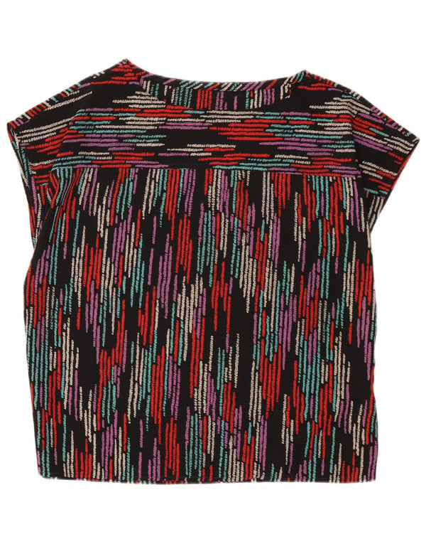 Blusa feminina vintage UK 16 grande listrada multicolorida