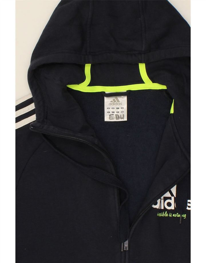 ADIDAS Mens Zip Hoodie Sweater Small Navy Blue Cotton Vintage Adidas and Second-Hand Adidas from Messina Hembry 