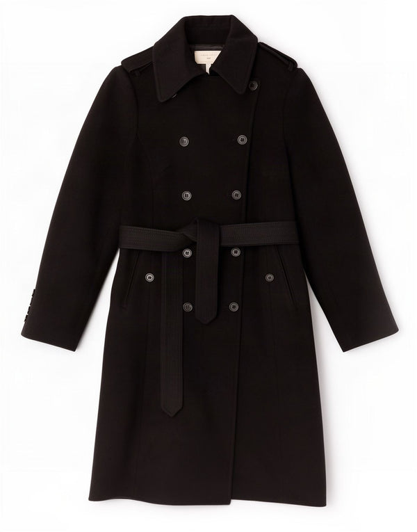 Trench Coat feminino Karen Millen Reino Unido 12 lã preta média