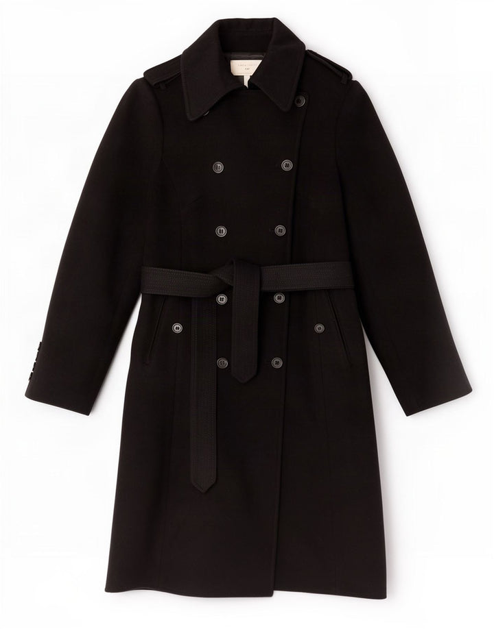 Trench Coat feminino Karen Millen Reino Unido 12 lã preta média