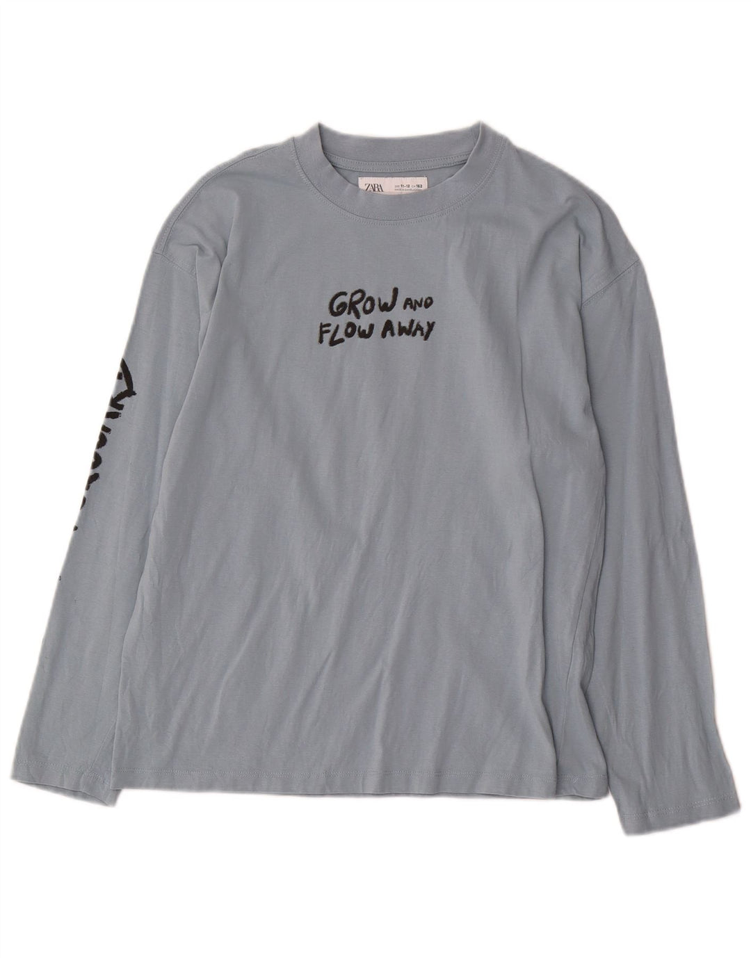 Zara Boys Graphic Top manga comprida 11-12 anos algodão azul