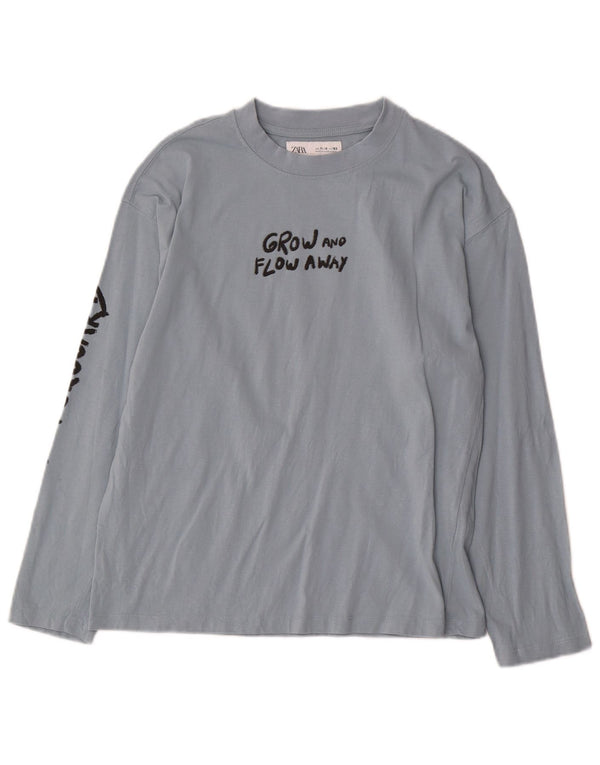 Zara Boys Graphic Top manga comprida 11-12 anos algodão azul