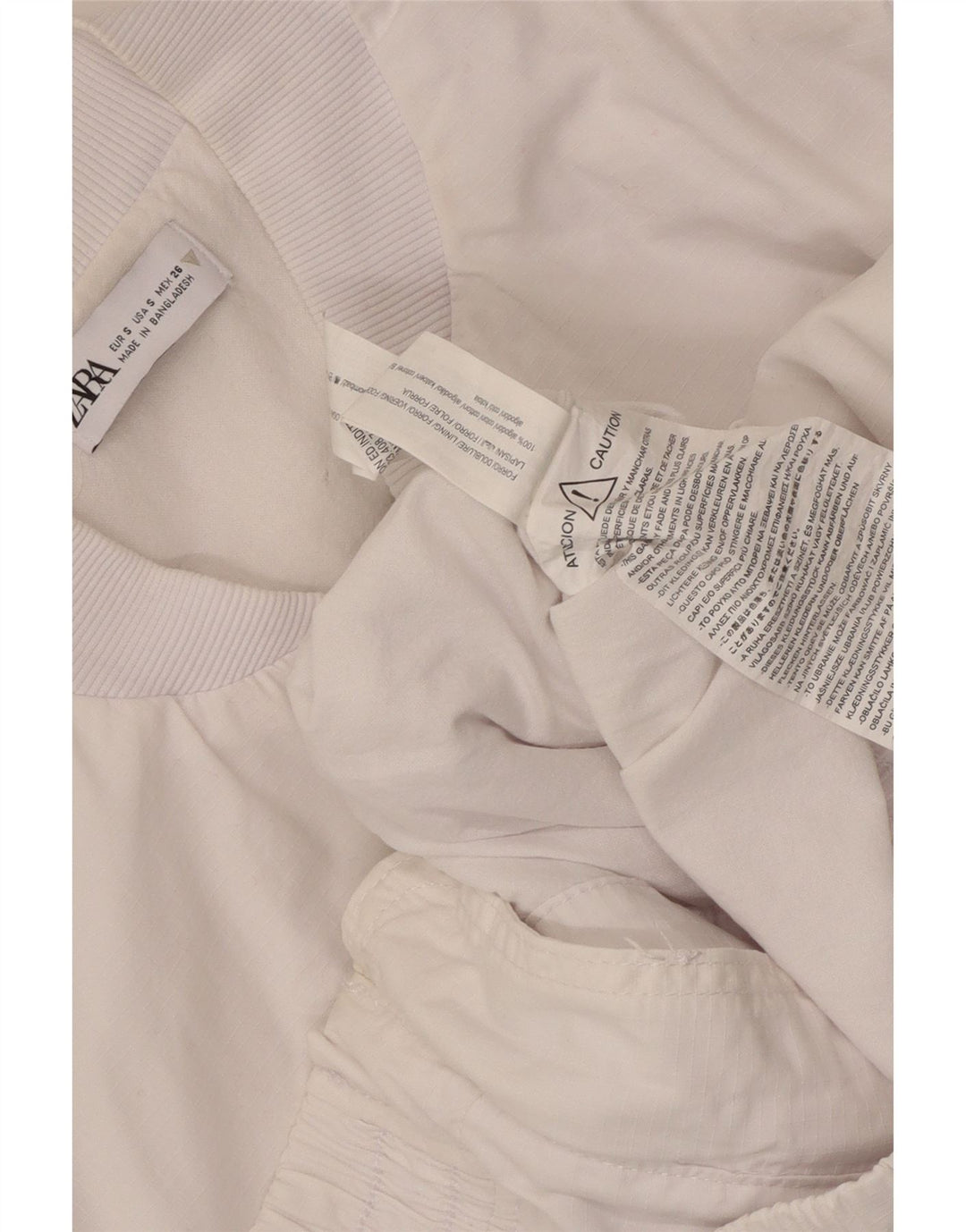 Zara Womens Oversized Bomber Jacket UK 10 Pequeno Algodão Branco