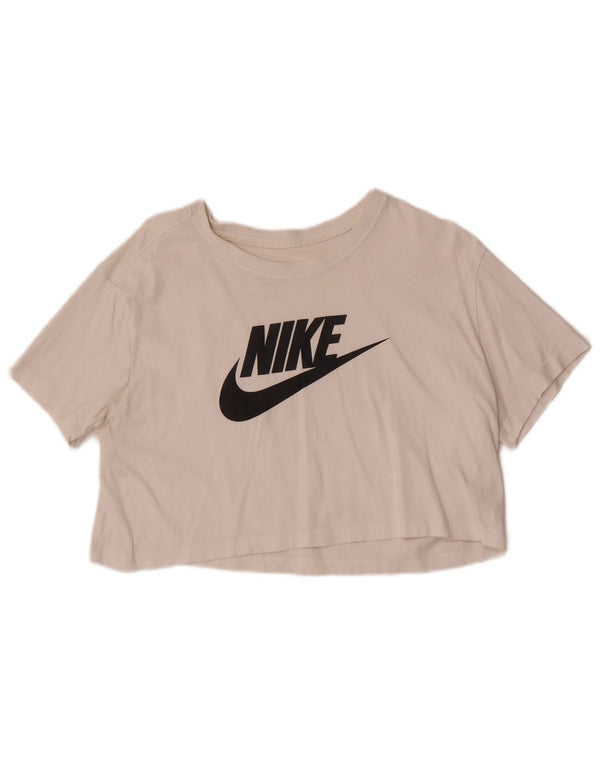 Camiseta Nike Feminina Crop Loose Fit Graphic Top UK 14 Médio Branco