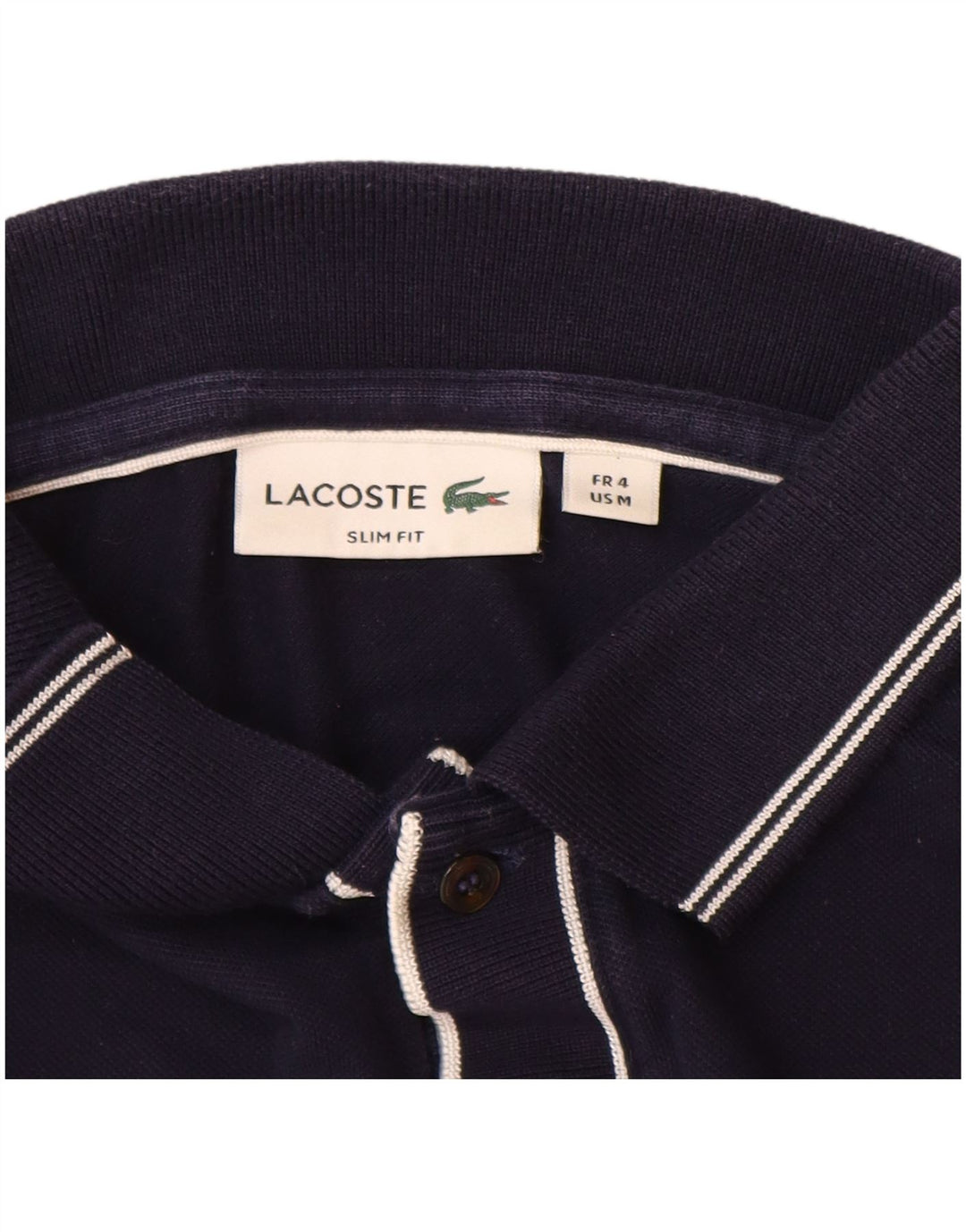 Camisa polo masculina LACOSTE Slim Fit tamanho 4 médio algodão azul marinho