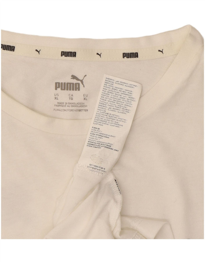 PUMA Mens Graphic Top Manga Longa XL Algodão Branco