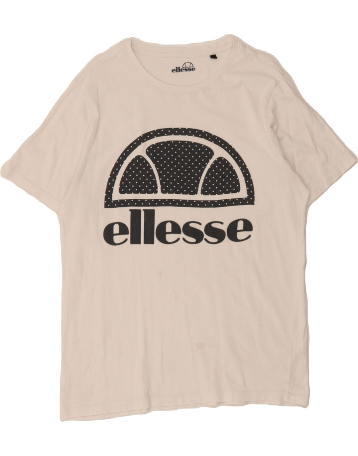 ELLESSE Mens Graphic T-Shirt Top Large White Cotton Vintage Ellesse and Second-Hand Ellesse from Messina Hembry 
