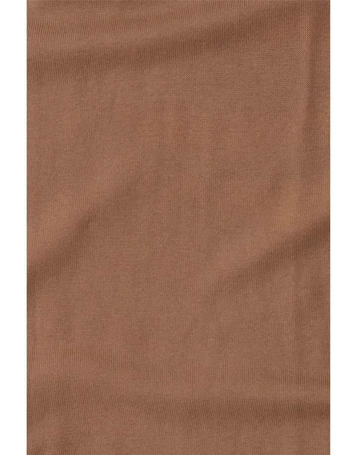 Suéter feminino BENETTON com gola redonda e ajuste fino Reino Unido 14 algodão bege grande