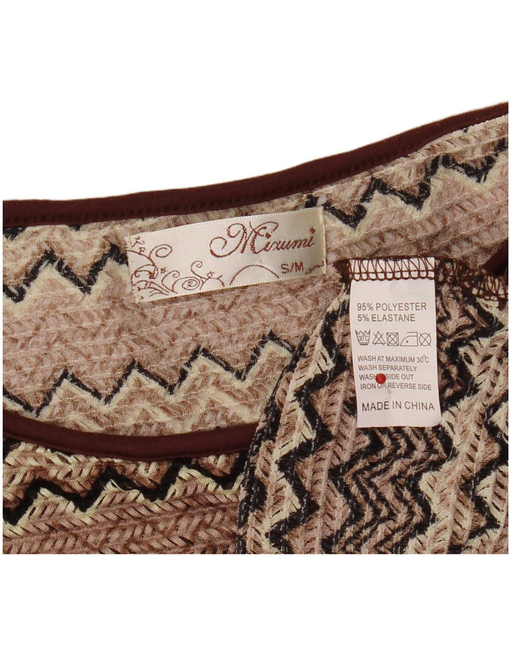 Blusa feminina Mizumi Batwing grande tamanho UK 10 pequena marrom Chevron